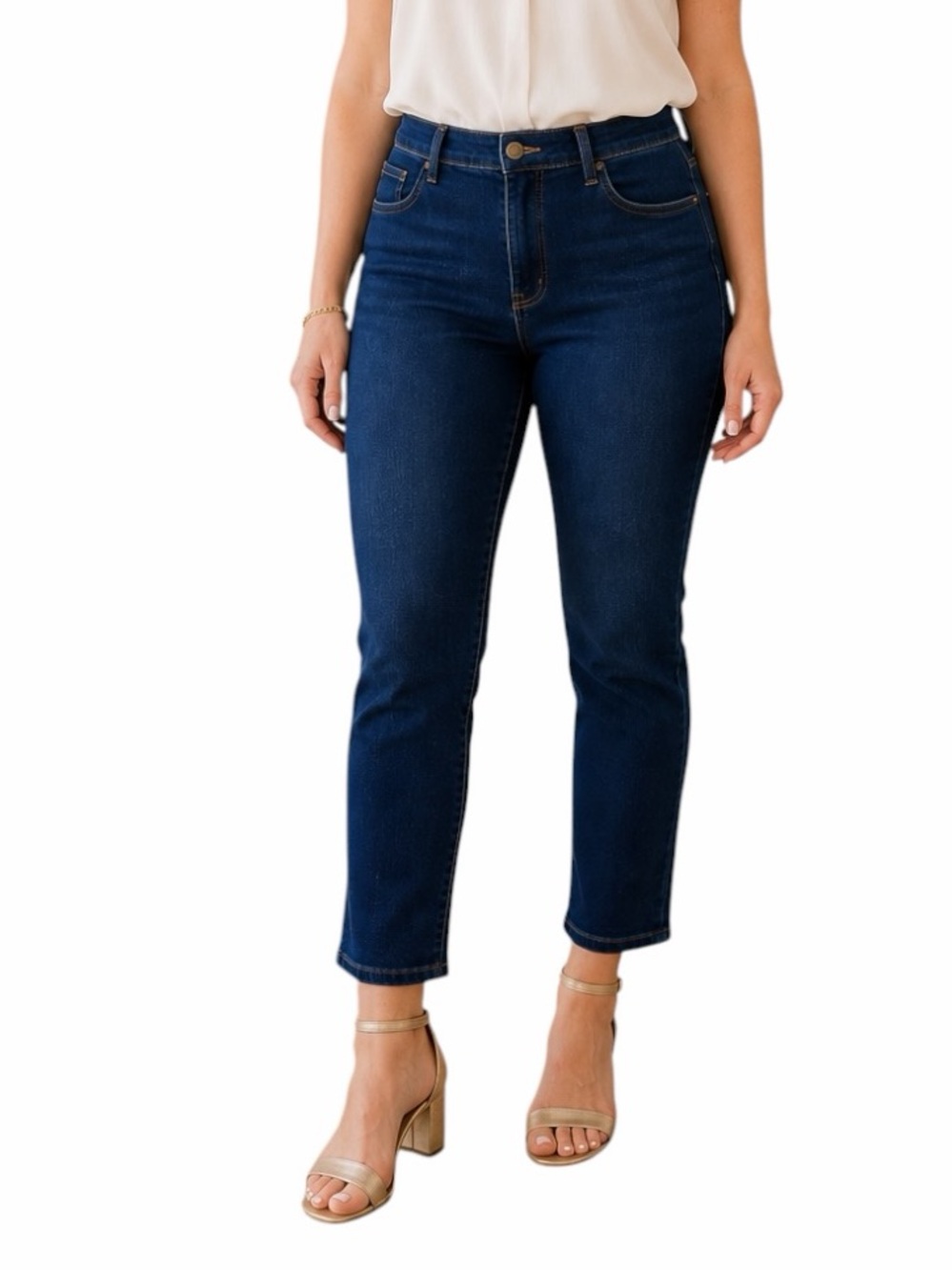 Talbots Slim Ankle Jeans Womens 20WP Stretch Dark Blue Wash Mid Rise Petite Plus